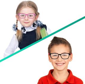 img 1 attached to 👓 Dapaser 2 Pack Kids Blue Light Glasses Boys Girls - UV Protection Anti Blue Glasses for Eye Care, Including Case - Age 3-12 (Pink Green + Black)