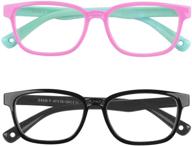 👓 dapaser 2 pack kids blue light glasses boys girls - uv protection anti blue glasses for eye care, including case - age 3-12 (pink green + black) logo