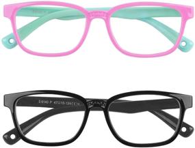 img 4 attached to 👓 Dapaser 2 Pack Kids Blue Light Glasses Boys Girls - UV Protection Anti Blue Glasses for Eye Care, Including Case - Age 3-12 (Pink Green + Black)