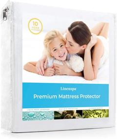 img 4 attached to 🛏️ Linenspa Premium Smooth Waterproof Mattress Protector for King Size Beds - Vinyl Free Waterproof Mattress Cover in White