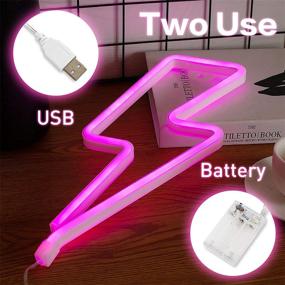 img 3 attached to ⚡️ Willismay Pink Neon Sign - Pink Lightning Bolt Sign - Battery and USB Neon Light, Convenient Wall Mount - 100% Safe and Ideal for Home, Christmas, Living Room, Festivities, Party Decor, and SEO