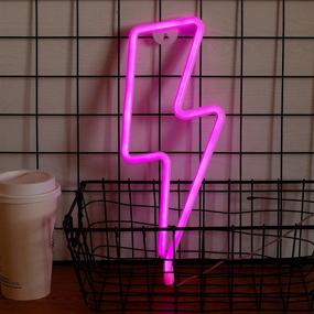 img 1 attached to ⚡️ Willismay Pink Neon Sign - Pink Lightning Bolt Sign - Battery and USB Neon Light, Convenient Wall Mount - 100% Safe and Ideal for Home, Christmas, Living Room, Festivities, Party Decor, and SEO