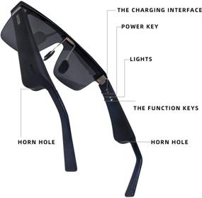 img 2 attached to Kerpu Wireless Bluetooth Audio Sunglasses: Open Ear Headphones for Music & Hands-Free Calls - Men & Women Polarized Glasses (Black Frame / Grey Tint)