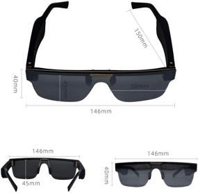 img 1 attached to Беспроводные Bluetooth аудио-очки Kerpu: открытые наушники для музыки и громкой связи - поляризованные очки для мужчин и женщин (черная оправа / серый оттенок)