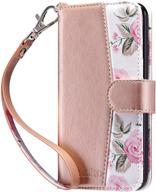 🌸 ulak floral iphone 8 plus/7 plus wallet case, pu leather flip cover with card holders, kickstand, hand strap, shockproof protection for apple iphone 7 plus/8 plus 5.5 inch logo