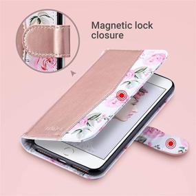 img 1 attached to 🌸 ULAK Floral iPhone 8 Plus/7 Plus Wallet Case, PU Leather Flip Cover with Card Holders, Kickstand, Hand Strap, Shockproof Protection for Apple iPhone 7 Plus/8 Plus 5.5 Inch