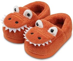 img 4 attached to 🦖 Dinosaur Toddler Slippers for Boys, Indoor Bedroom Shoes