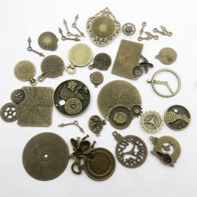 img 3 attached to ⚙️ 30pcs Wholesale Mix Skeleton Steampunk Clock Face Watch Gear Cog Wheel Pendant Charms in Antique Bronze - DIY Steampunk Gear Jewelry Making Supplies (M071)