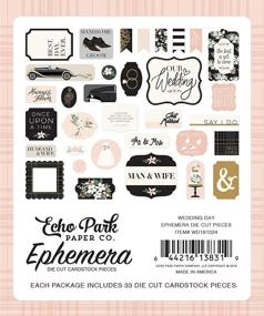 img 1 attached to Echo Park Paper Co. Wedding Day Ephemera - Green, Pink, Cream, Black & Grey