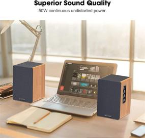 img 3 attached to Wireless Studio Monitors with Optical Input - BESTISAN Powered Bluetooth Bookshelf Speakers, 4 Inch Near Field Speaker - 50W RMS - Wood Grain 2.0 Stereo Active Near Field Monitor