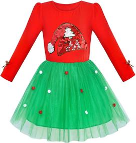 img 4 attached to 🎄 Sunny Fashion Girls Christmas Sleeve Dresses: Festive Girls' Clothing Collection