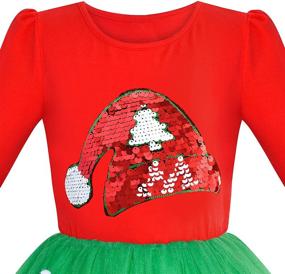 img 1 attached to 🎄 Sunny Fashion Girls Christmas Sleeve Dresses: Festive Girls' Clothing Collection