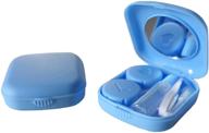 👀 portable contact lens case kit with mirror, compact travel storage box for contacts - 2 pack (blue) logo