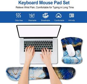 img 3 attached to ArtSo Blue Marble Keyboard Wrist Rest and Mouse 🎨 Pad: Ergonomic Support for Easy Typing, Pain Relief and Comfortable Experience