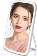 🪞 rueoo makeup mirror - dimmable true natural light with 3 color settings, usb rechargeable touch screen portable vanity mirror, small light up mirror (white) logo