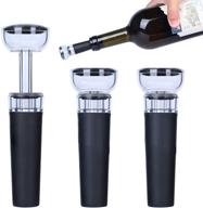 🍷 3 pack wine stoppers with vacuum pump - reusable silicone bottle sealer caps for wine saver логотип