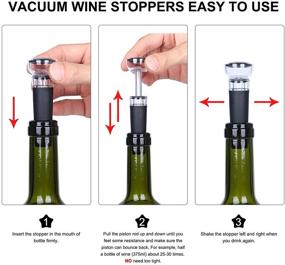 img 2 attached to 🍷 3 PACK Wine Stoppers with Vacuum Pump - Reusable Silicone Bottle Sealer caps for Wine Saver