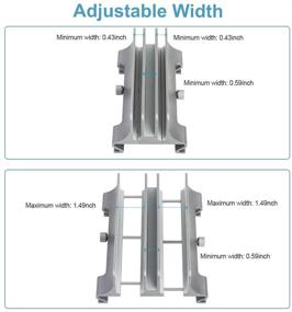 img 1 attached to Серый вертикальный держатель для ноутбука с регулируемым размером дока - экономящий место алюминиевый настольный держатель для MacBook, Surface, Chromebook и игровых ноутбуков (Улучшенное исполнение, 3 слота)