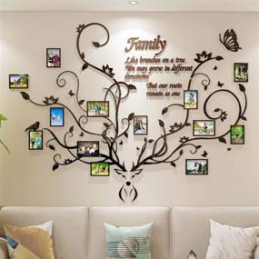 img 4 attached to 🦌 DecorSmart Antlers Family Tree Wall Decor: Stunning 3D Removable Picture Frame Collage with Deer Head and Inspiring Quote