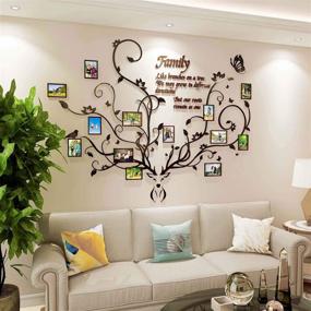 img 3 attached to 🦌 DecorSmart Antlers Family Tree Wall Decor: Stunning 3D Removable Picture Frame Collage with Deer Head and Inspiring Quote
