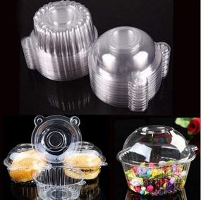 img 4 attached to 🧁 Convenient 50-Pack Clear Plastic Individual Cupcake Muffin Holders – Cases, Boxes, and Pods Included