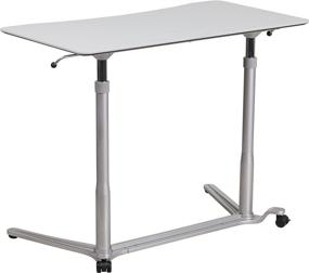 img 3 attached to Flash Furniture Sit-Stand Light Gray Computer Ergonomic Desk with 37.375''W Top (Adjustable Range 29'' - 40.75'')