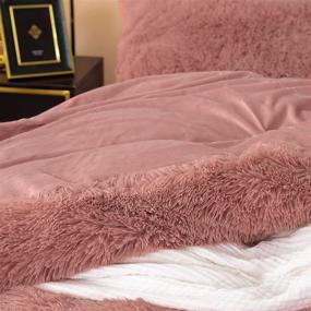 img 1 attached to 🛏️ EMME Luxury Fuzzy Duvet Cover Set - Queen Size Fluffy Comforter Cover in Pink for Soft and Plush Queen Bedding