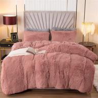 🛏️ emme luxury fuzzy duvet cover set - queen size fluffy comforter cover in pink for soft and plush queen bedding logo