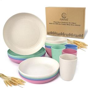 img 4 attached to 🍽️ Unbreakable Dinnerware Set: Lightweight, Colorful, Safe, Reusable, Dishwasher-Friendly