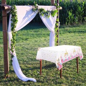 img 2 attached to Honoson Unicorn Table Covers: 5-Piece Disposable Plastic Tablecloth for Birthday Party Decorations