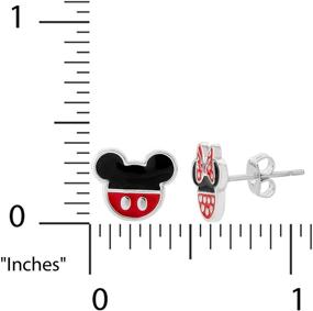 img 1 attached to Disney Officially Licensed Silver Plated Mismatched Stud 🐭 Earrings - Mickey & Minnie Mouse, Donald & Daisy Duck