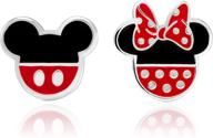 disney officially licensed silver plated mismatched stud 🐭 earrings - mickey & minnie mouse, donald & daisy duck logo