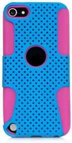 img 2 attached to iPod Touch Protective Cover Case: Dual-Layer Heavy Duty Ultra Slim Matte Perforated 💙 Rugged Design | Apple iPod Touch 6th Gen 5th Gen | Blue on Pink