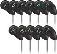 🏌️ zenesty golf iron head covers - 11pcs thicken pu leather, soft lightweight, rainbow cross number embroidery edging, close-fit protector, waterproof and durable - fits most brands (4-9 pw aw sw lw x) number logo