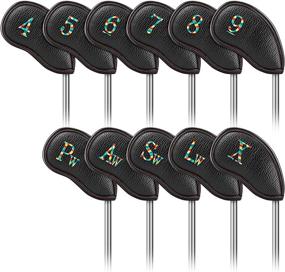 img 4 attached to 🏌️ Zenesty Golf Iron Head Covers - 11pcs Thicken PU Leather, Soft Lightweight, Rainbow Cross Number Embroidery Edging, Close-fit Protector, Waterproof and Durable - Fits Most Brands (4-9 PW AW SW LW X) Number