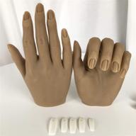 💅 nail practice silicone mannequin hand - life size, sketch, jewelry display - 18cm left hand, light brown logo