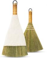 versatile natural whisk sweeping hand handle broom - vietnamese straw soft broom for indoor-outdoor cleaning, office, sofa, floor, car - decor idea, 5.9'' width, 11.02'' length logo