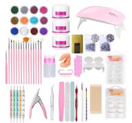 🔧 complete acrylic nail kit: mini uv nail lamp, assorted colors acrylic powder gel, nail brush, glitter file, tips, nails extension tips, professional diy nail art tool, decoration supplies for nail beginners logo