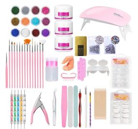 img 3 attached to 🔧 Complete Acrylic Nail Kit: Mini UV Nail Lamp, Assorted Colors Acrylic Powder Gel, Nail Brush, Glitter File, Tips, Nails Extension Tips, Professional DIY Nail Art Tool, Decoration Supplies for Nail Beginners