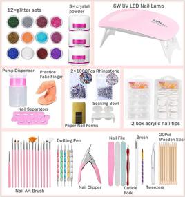 img 2 attached to 🔧 Complete Acrylic Nail Kit: Mini UV Nail Lamp, Assorted Colors Acrylic Powder Gel, Nail Brush, Glitter File, Tips, Nails Extension Tips, Professional DIY Nail Art Tool, Decoration Supplies for Nail Beginners