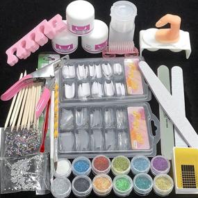 img 1 attached to 🔧 Complete Acrylic Nail Kit: Mini UV Nail Lamp, Assorted Colors Acrylic Powder Gel, Nail Brush, Glitter File, Tips, Nails Extension Tips, Professional DIY Nail Art Tool, Decoration Supplies for Nail Beginners