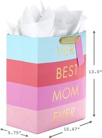 img 2 attached to 🎁 Hallmark 13-inch Mother's Day Gift Bag with Tissue Paper - Very Best Mom Ever (Blue, Lavender, Pink Stripes) - Ideal for Moms, Grandmas, Nanas, and Mom Squads