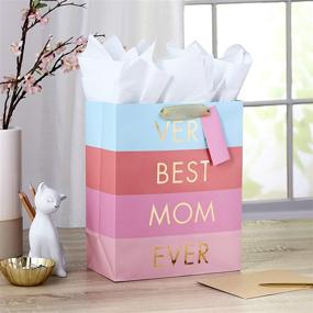 img 3 attached to 🎁 Hallmark 13-inch Mother's Day Gift Bag with Tissue Paper - Very Best Mom Ever (Blue, Lavender, Pink Stripes) - Ideal for Moms, Grandmas, Nanas, and Mom Squads