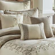 🛏️ riverbrook home king comforter set: luxurious 100% polyester, hillcrest ivory/gold design logo