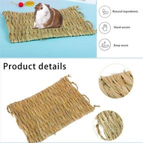 img 3 attached to 🐇 PINVNBY Natural Straw Woven Grass Mat for Rabbit | Bunny Cage Accessories for Sleeping, Chewing, Nesting, and Play | Small Animal Bed, Hay Mat, Toy | Ideal for Guinea Pig, Hamster, Rat