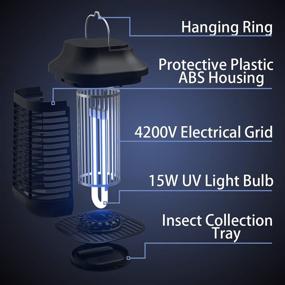 img 3 attached to 🦟 High Powered Waterproof Bug Zapper Outdoor/Indoor - 4200V Electric Mosquito Killer, 15W UVA Mosquito Lamp Bulb, Fly Traps Patio Insects Killer, Trap Killer for Home, Kitchen, Backyard, Camping