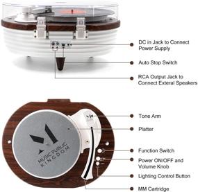 img 2 attached to Vintage Bluetooth Turntable: 2-Speed Record Player with Built-in Speaker, 6 Lighting Modes, Compatible with 7/10/12 inch Vinyl Records, RCA Equipped (Red Wood)