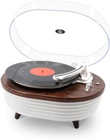 img 4 attached to Vintage Bluetooth Turntable: 2-Speed Record Player with Built-in Speaker, 6 Lighting Modes, Compatible with 7/10/12 inch Vinyl Records, RCA Equipped (Red Wood)