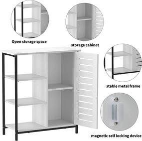 img 1 attached to 📦 YITAHOME Side Storage Cabinet: Versatile Cupboard with 3 Open Shelves, Door & Sturdy Metal Frame in White – Perfect for Living Room, Bedroom, Hallway & Kitchen!