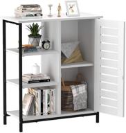 📦 yitahome side storage cabinet: versatile cupboard with 3 open shelves, door & sturdy metal frame in white – perfect for living room, bedroom, hallway & kitchen! logo